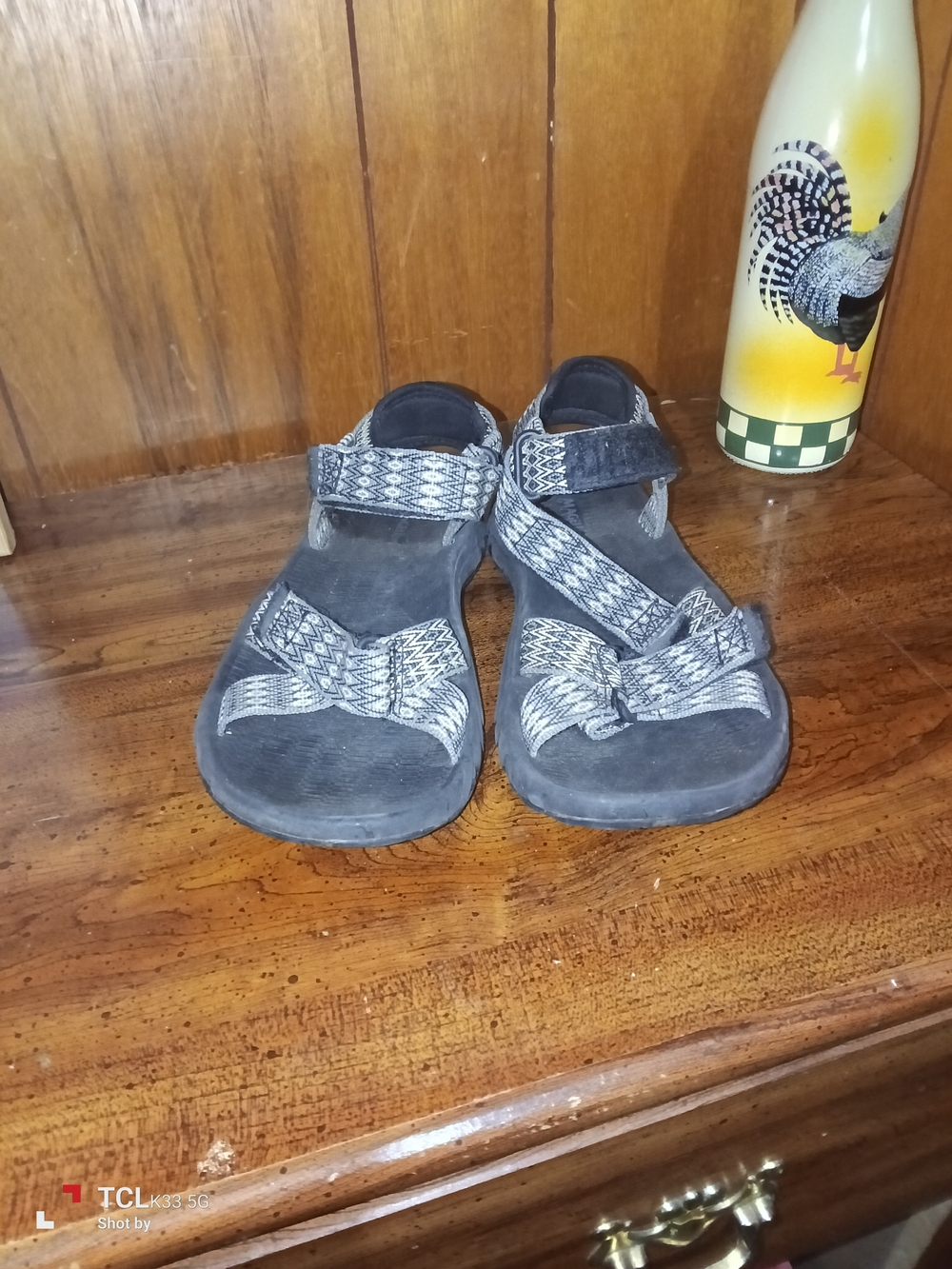 Kids Gray Patterned Outdoor Sandals